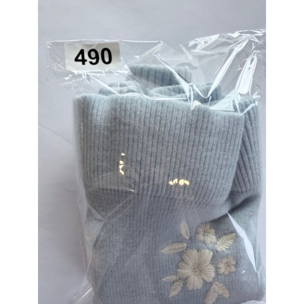 Francesca's Knit Mini Skirt Women XL Blue Floral Embroidered Ruffle‎ Hem 702FR - Picture 11 of 11